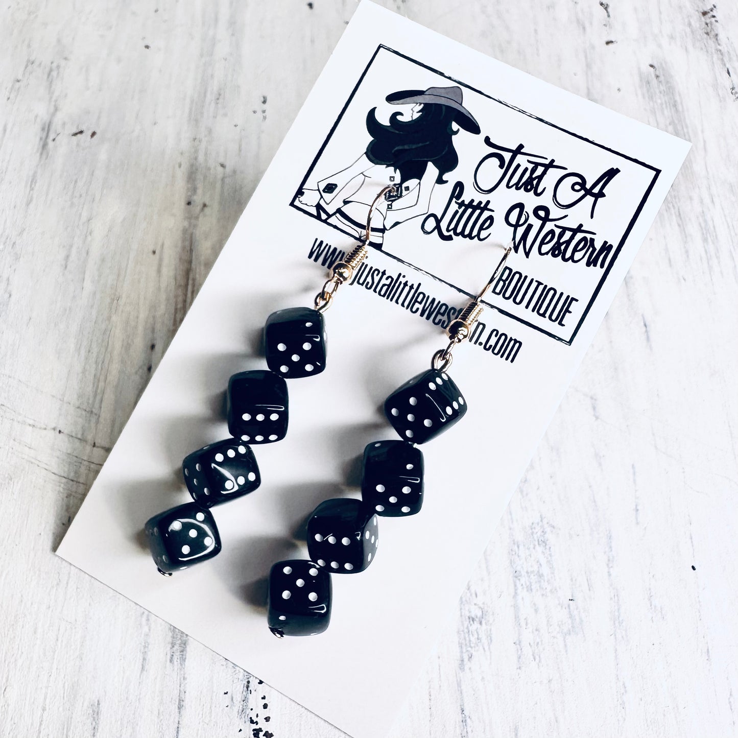 Black Dice Dangle Earrings