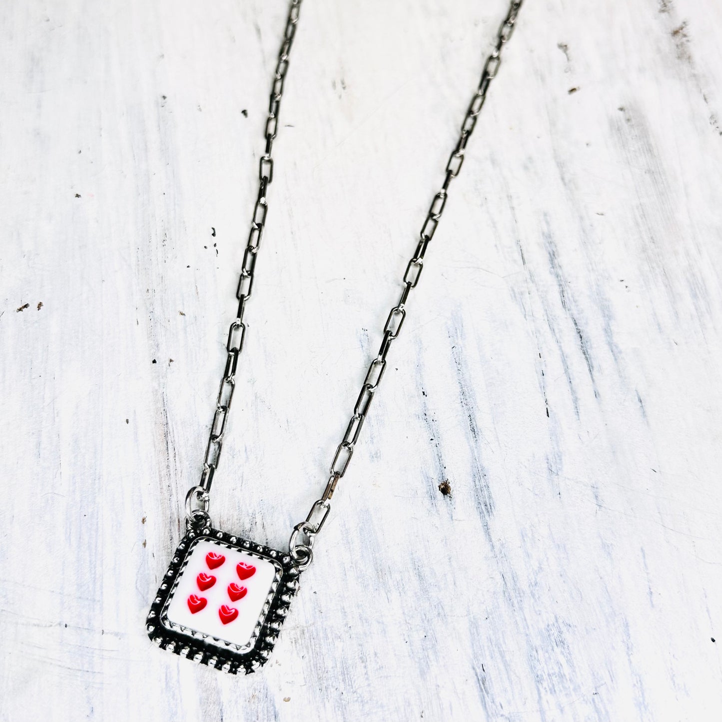 Six Heart Dice Pendant Necklace