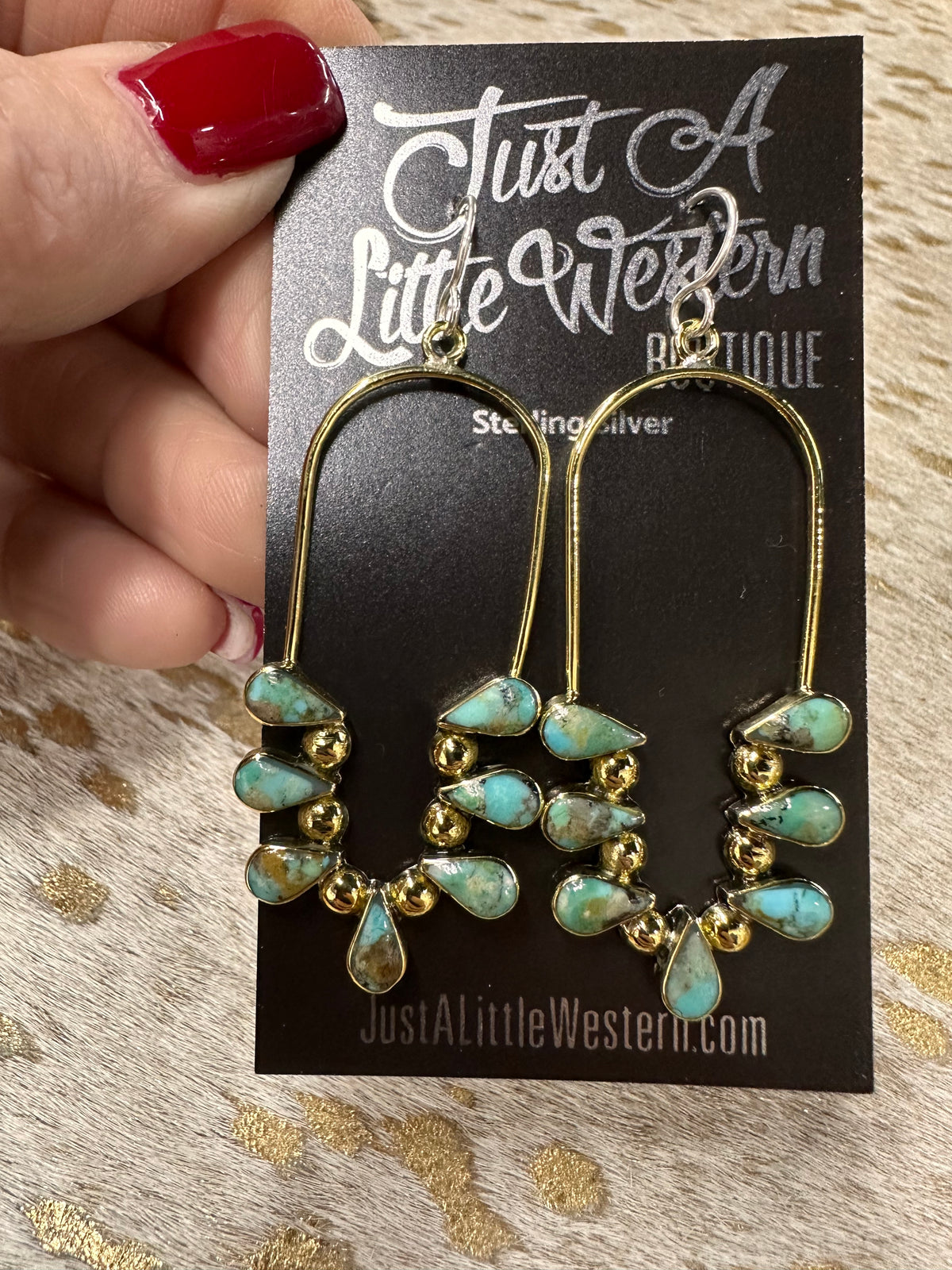 Brass Turquoise Oval Naja Earring