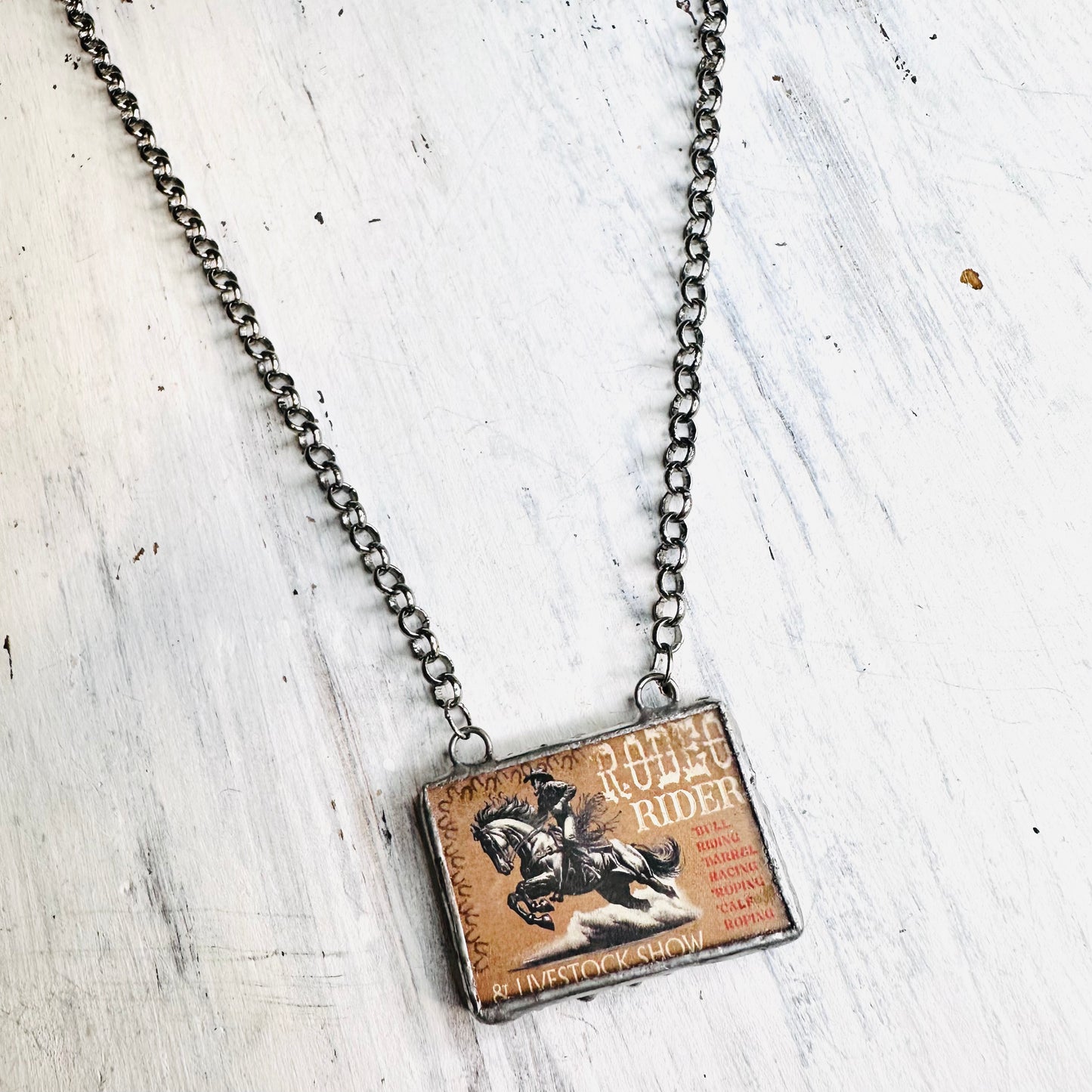 Rodeo Rider Frame Pendant Necklace