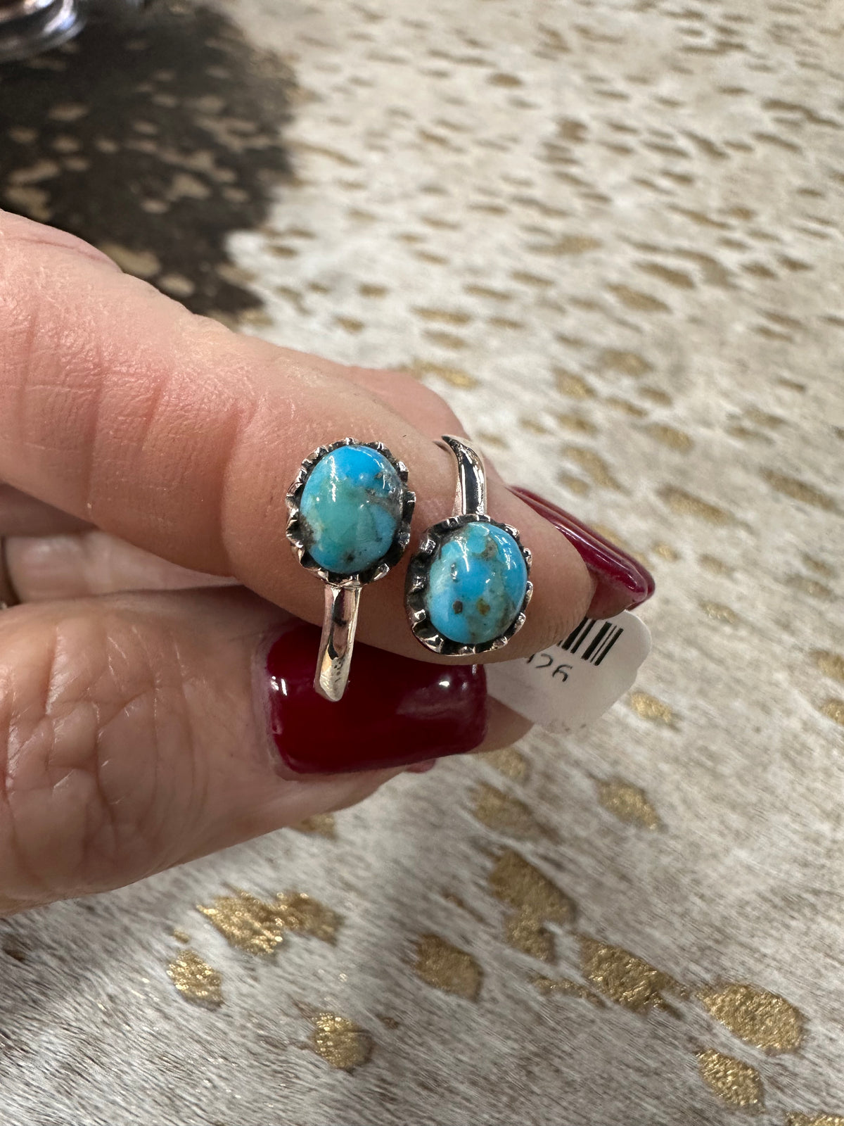 Sterling Silver & Double Turquoise Stone Ring