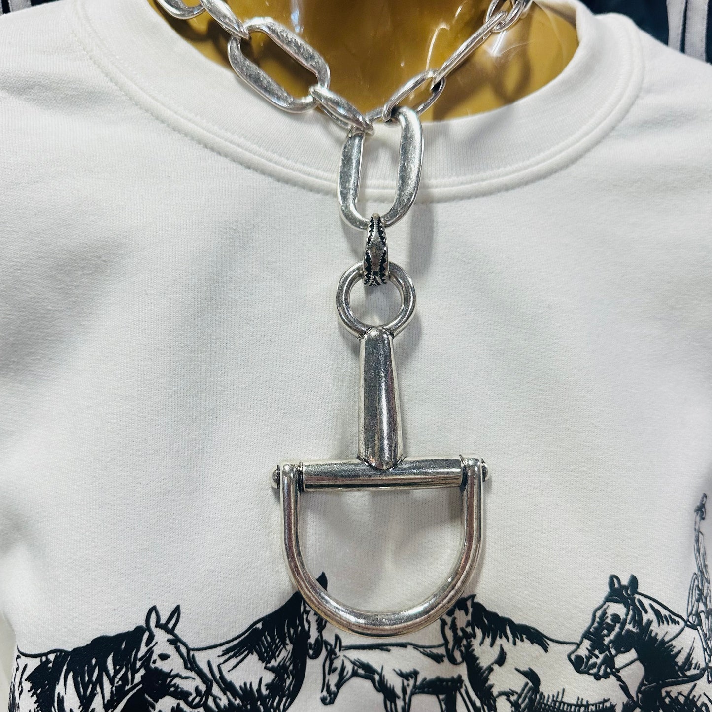 Chunky Chain Large Bit Lariat Necklace