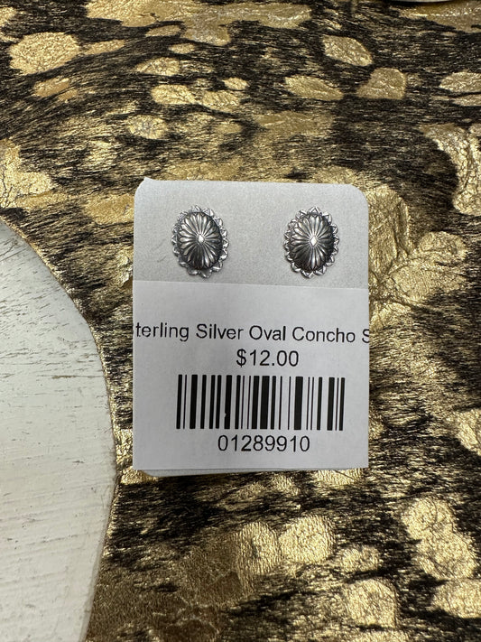 Sterling Silver Oval Concho Studs