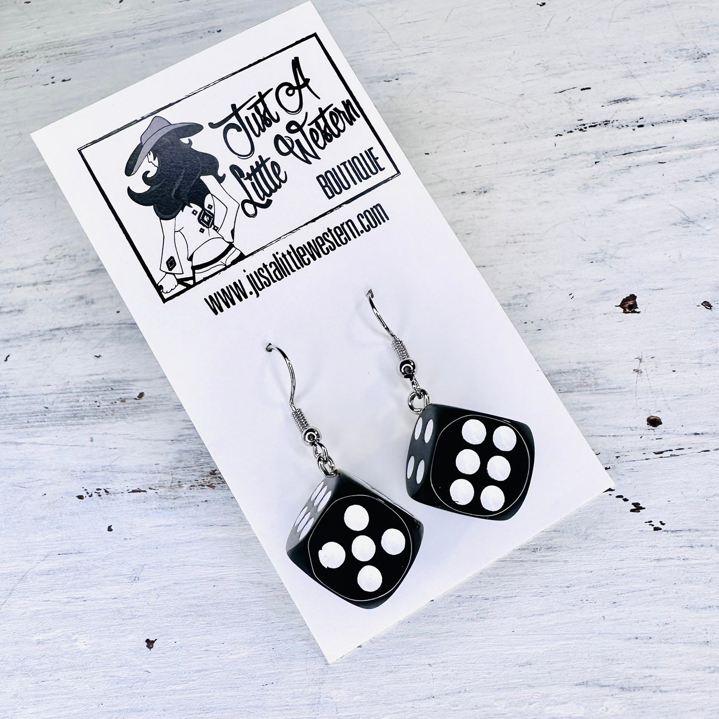 Black Dice Dangle Earrings