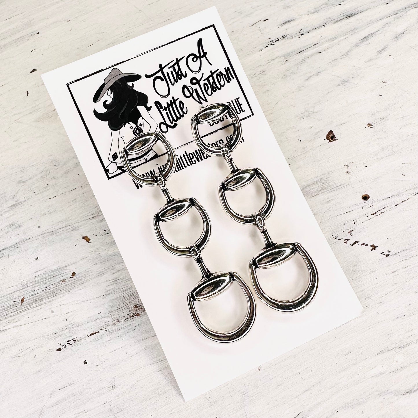 Silver Triple Bit Post Earrings