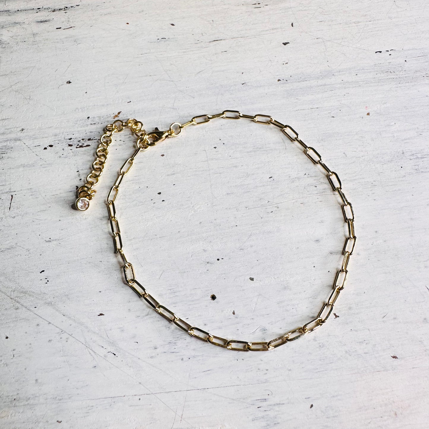 Gold Paperclip Chain Anklet
