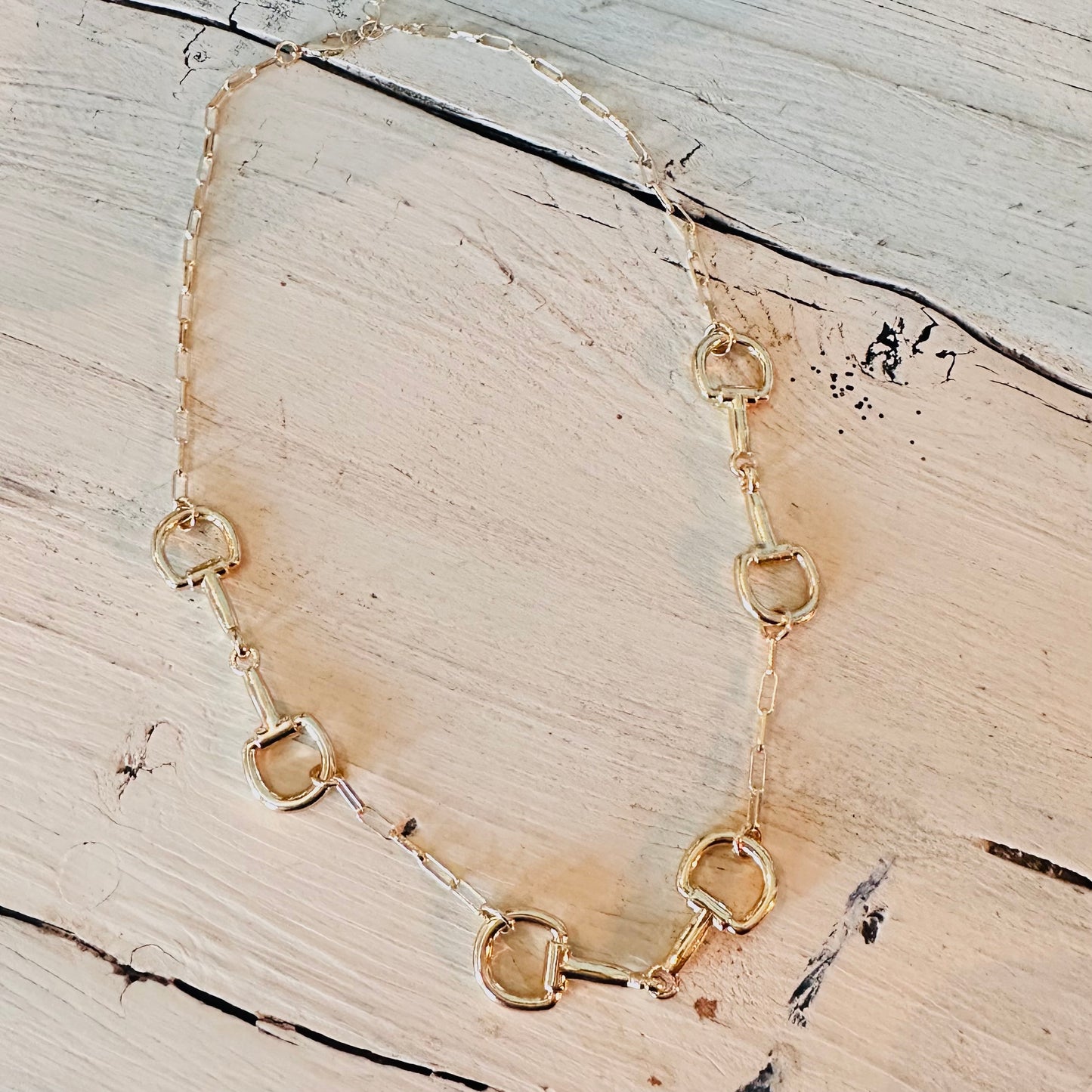 16" Gold Bit & Paperclip Chain Necklace