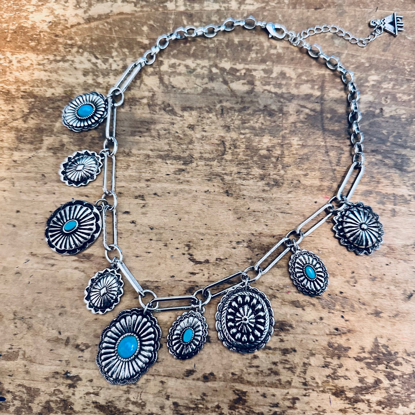 Concho & Turquoise Charm Necklace