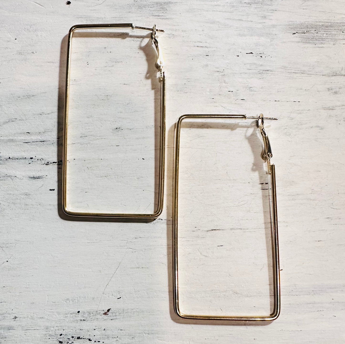 2.5" Silver Rectangle Lever Back Earrings