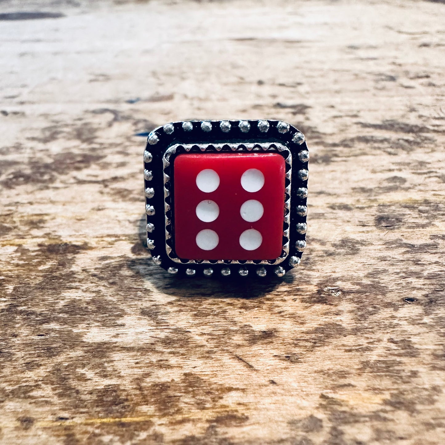 Red Dice Adjustable Ring