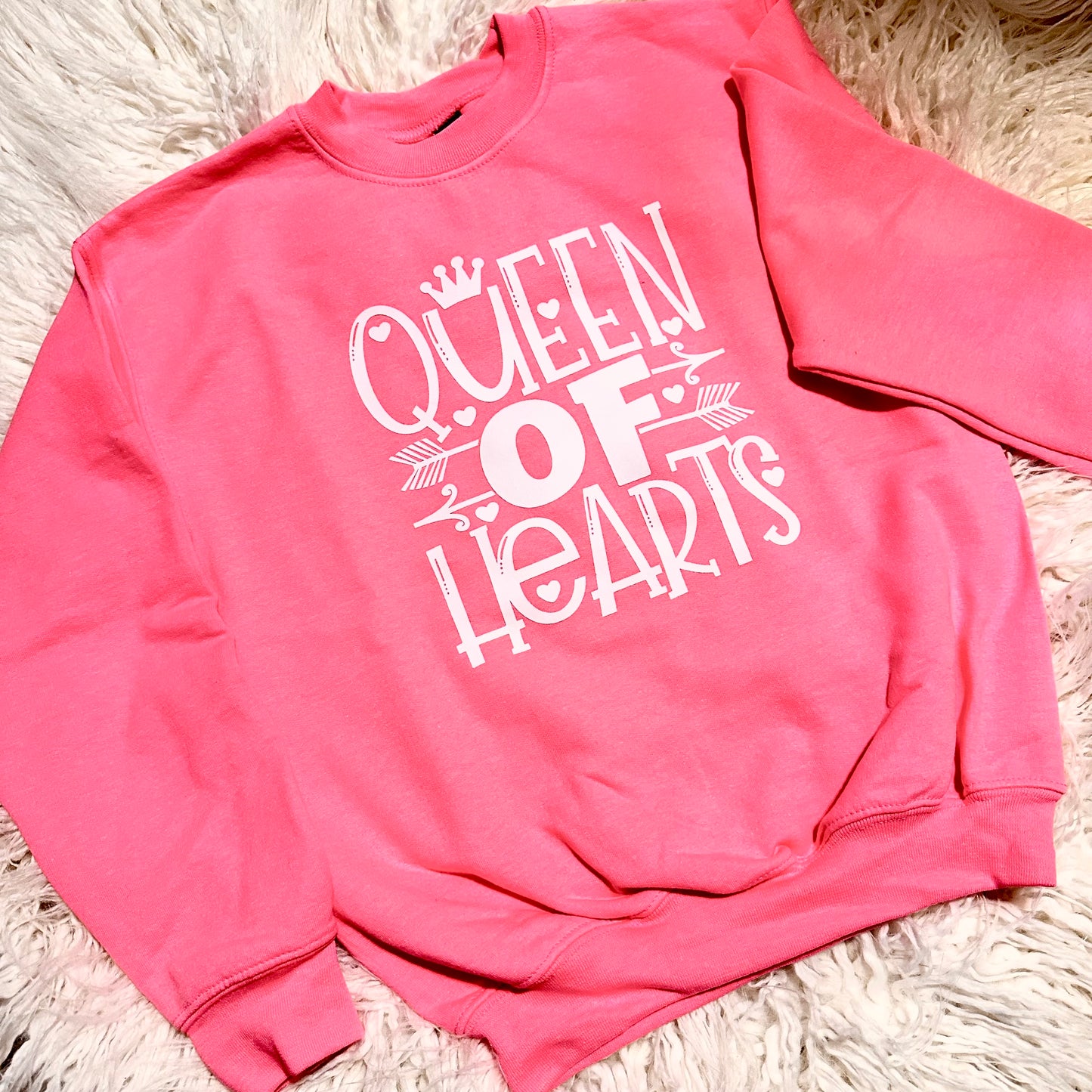 Girls Bright Pink Queen of Hearts Sweatshirt