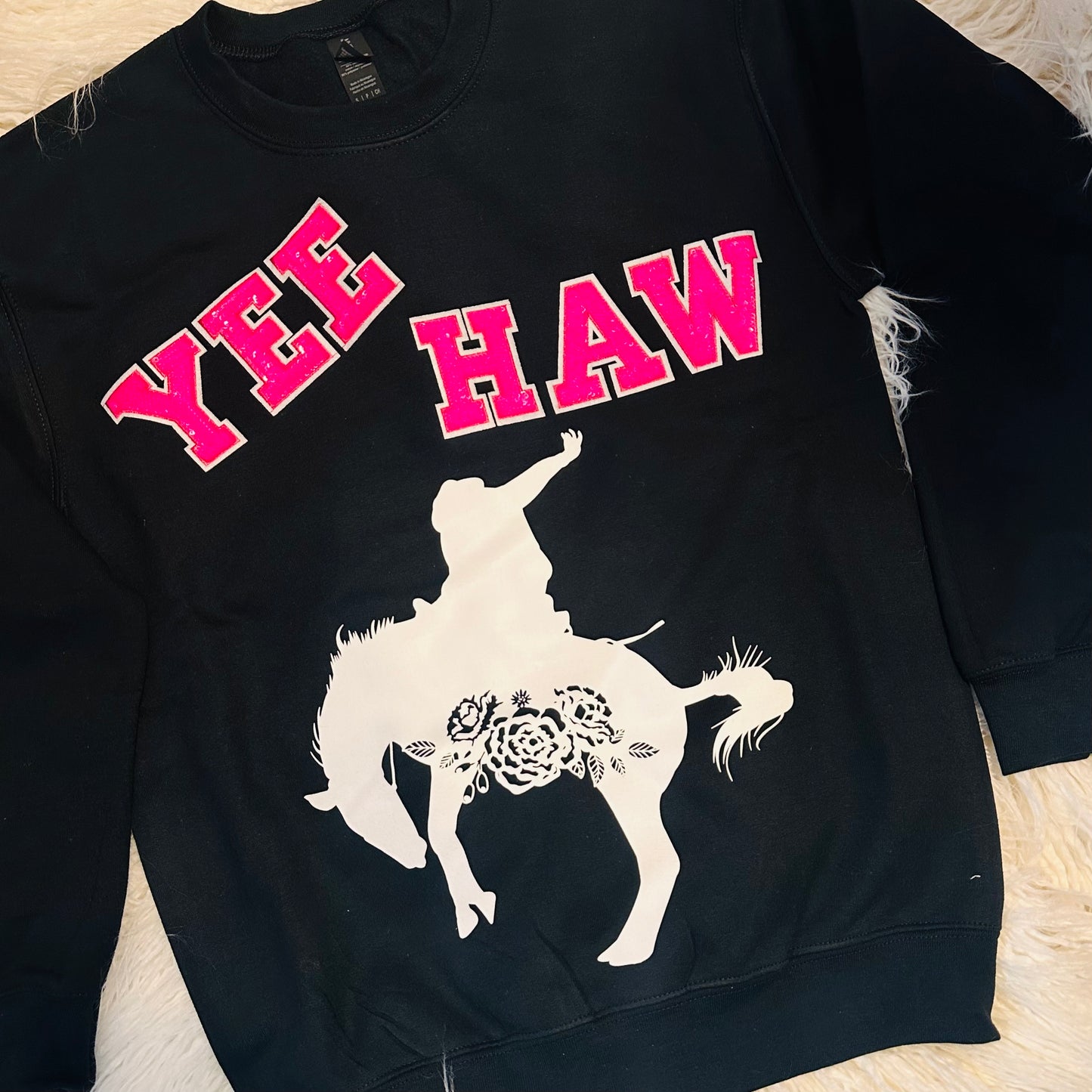 Yee Haw Floral Bronc Black Sweatshirt