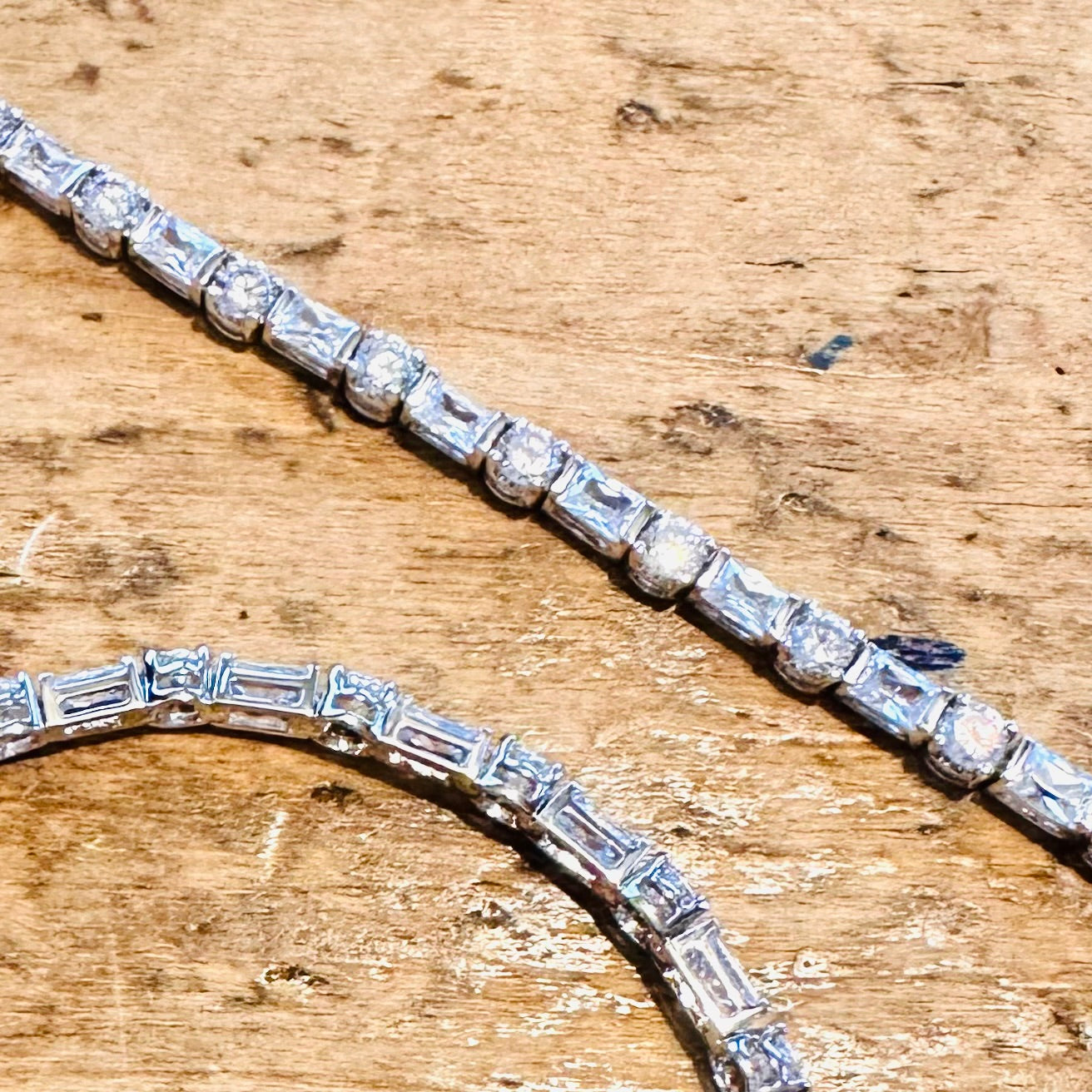 Sterling Silver Square & Round CZ Tennis Bracelet