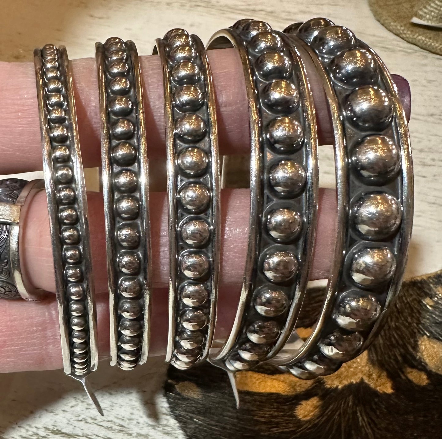 Sterling Bubble Bead Bangle Bracelets