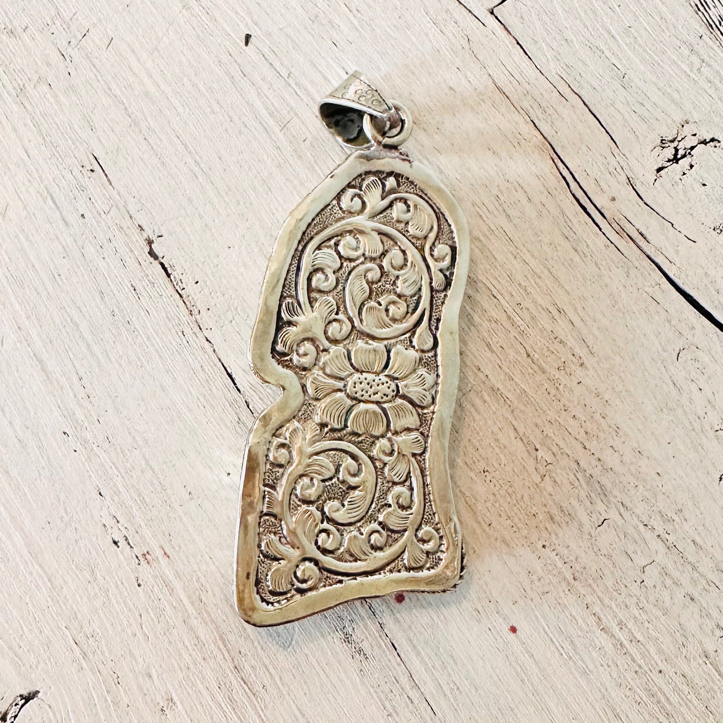 Carved Roses Coin Silver Pendant