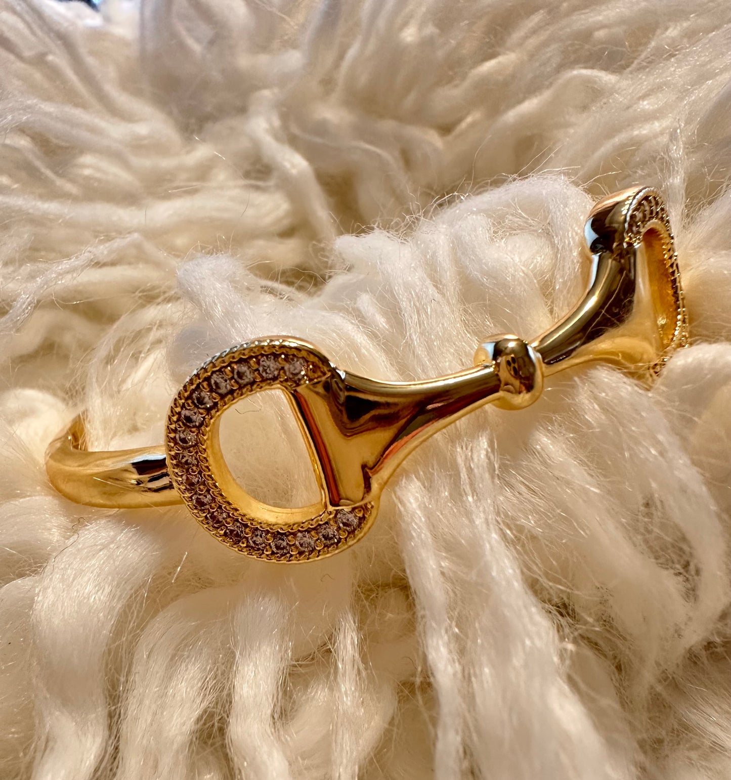 Gold & CZ Equestrian Hinge Bangle