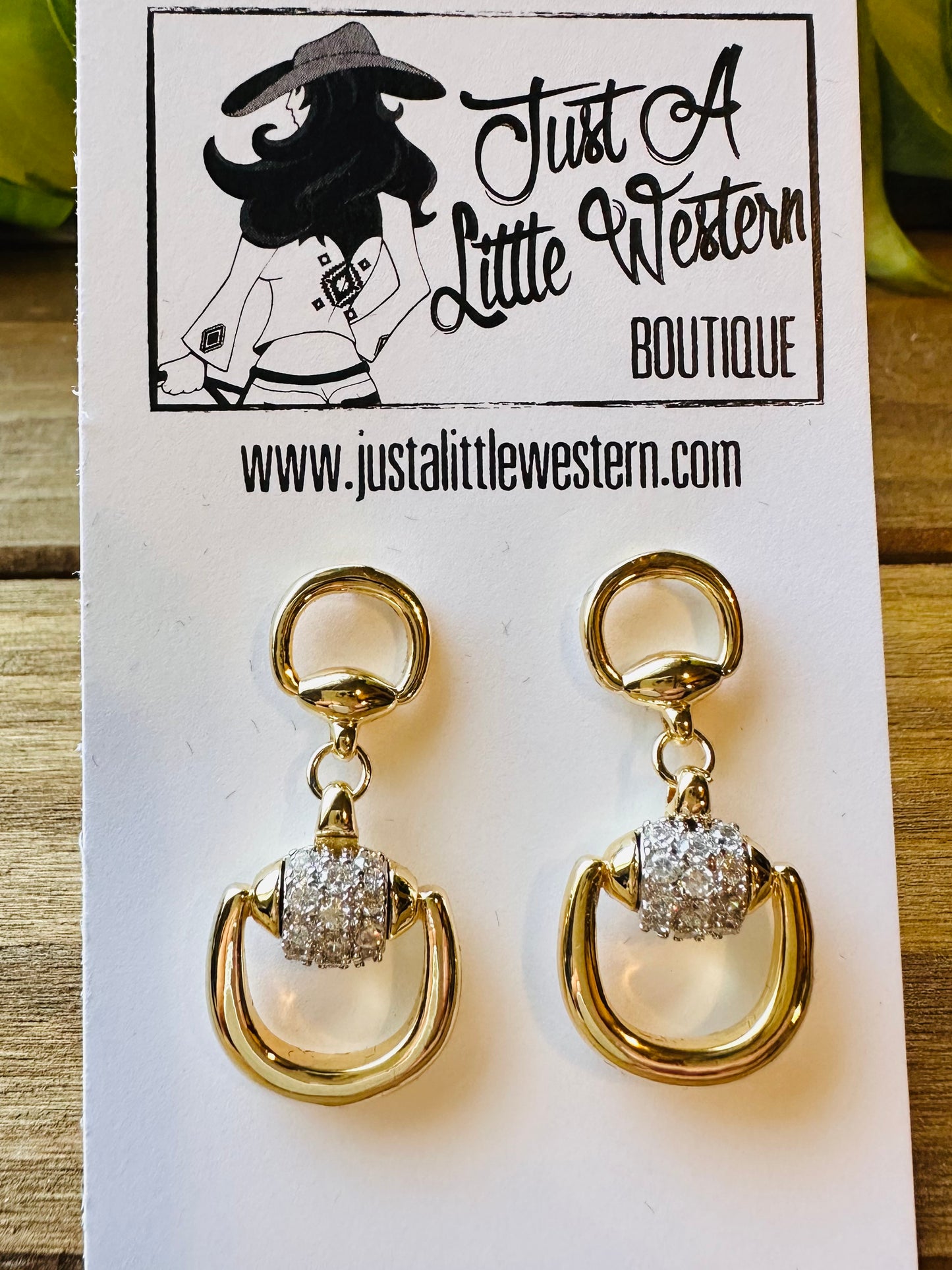 Gold & CZ Dangle Bit Post Earring