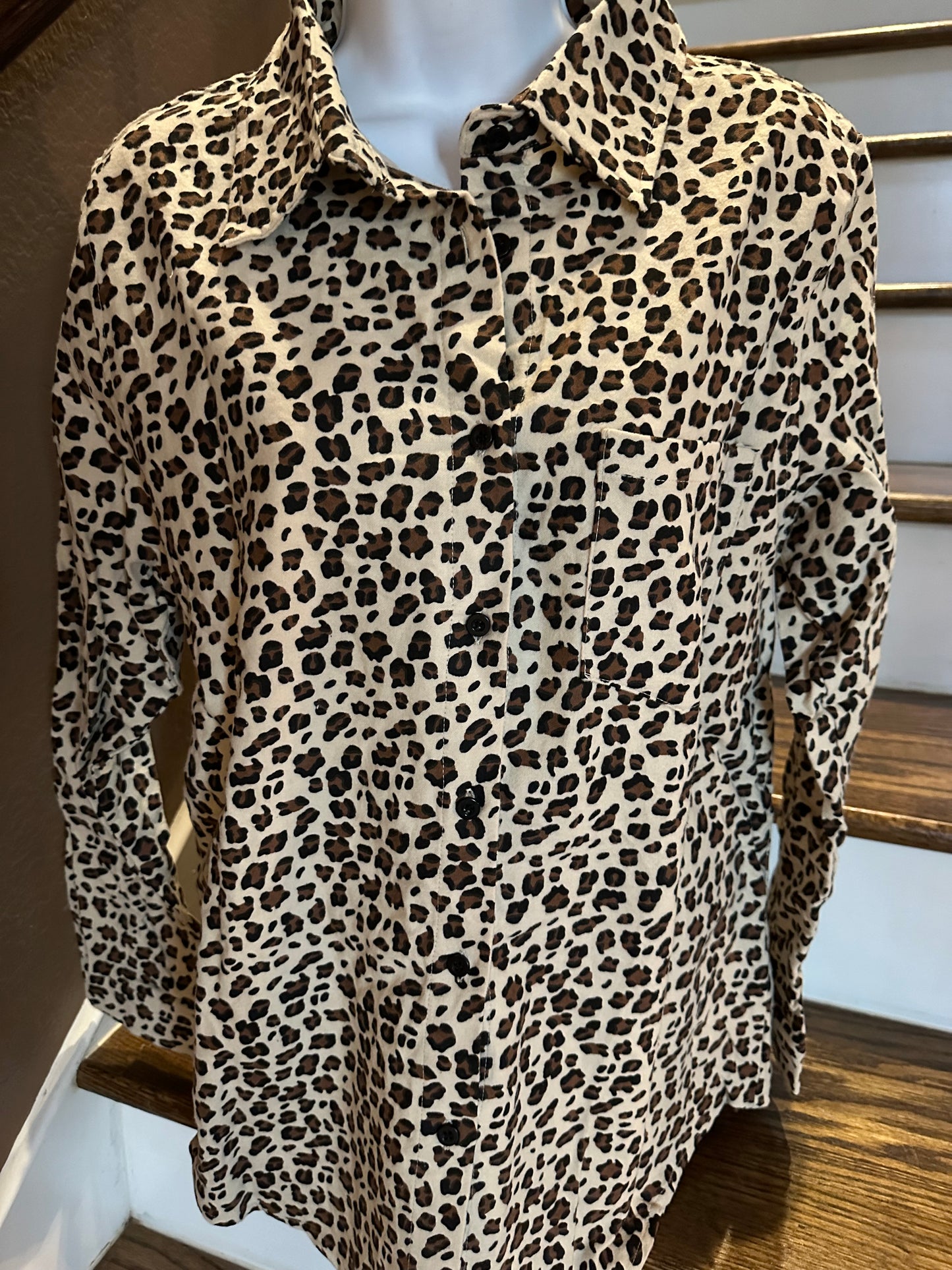 Leopard Flannel Shacket wih Merry Christmas Patch