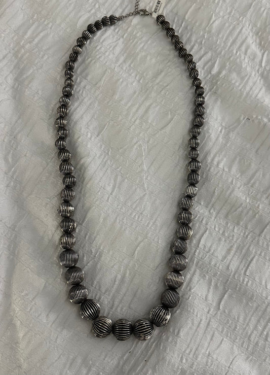 Long Strand of Antique Silver Beads