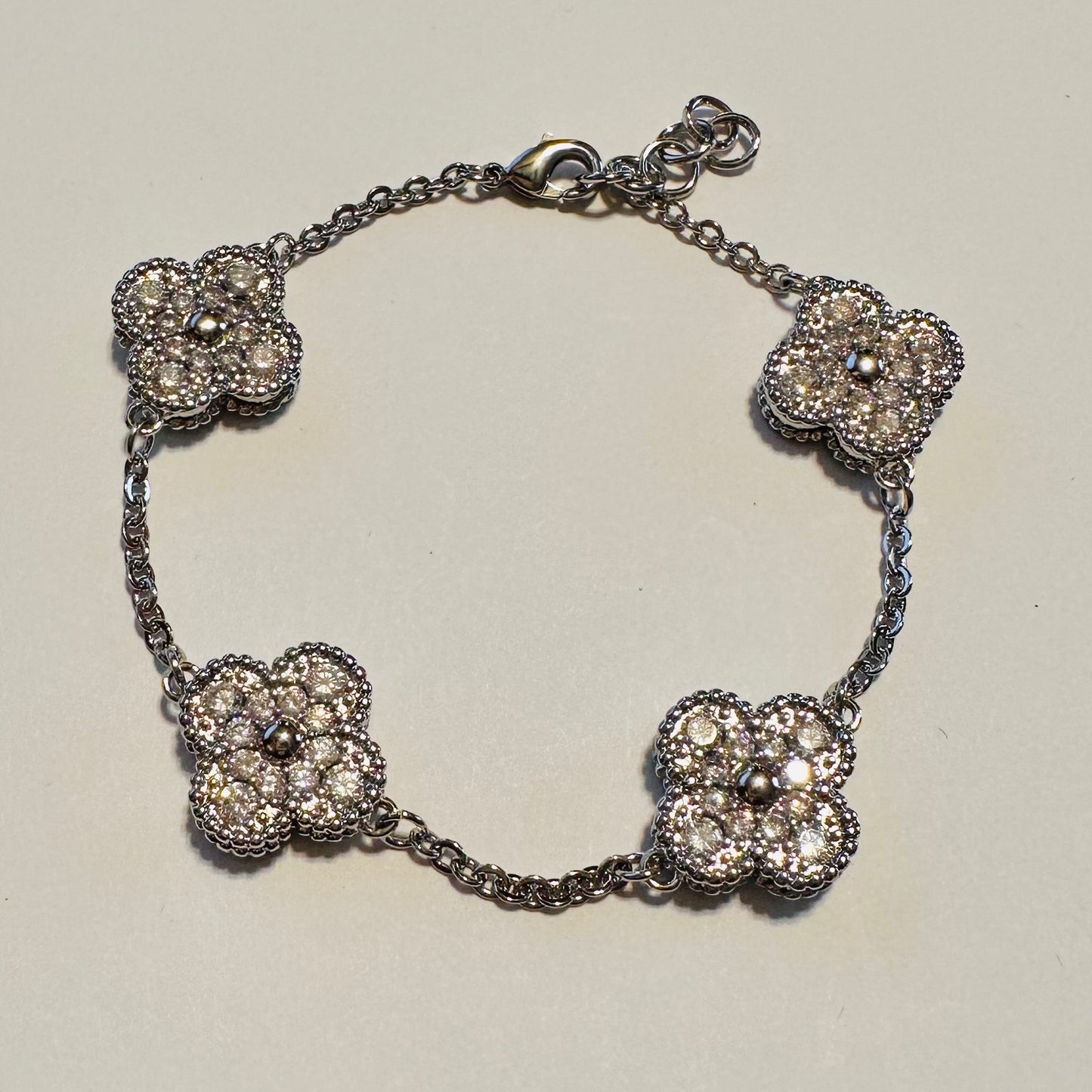 Silver & CZ Multi Clover Bracelet