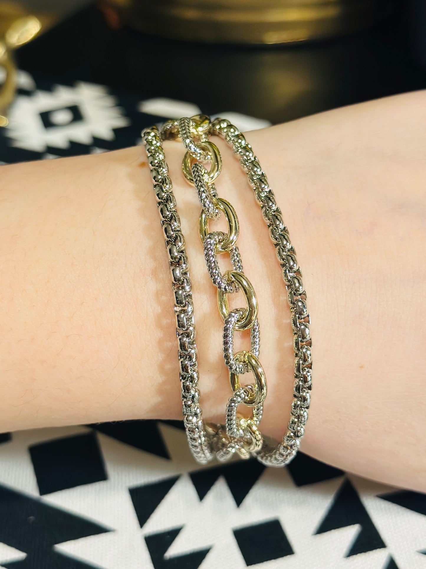 Gold & Silver Multi Link Magnetic Bracelet