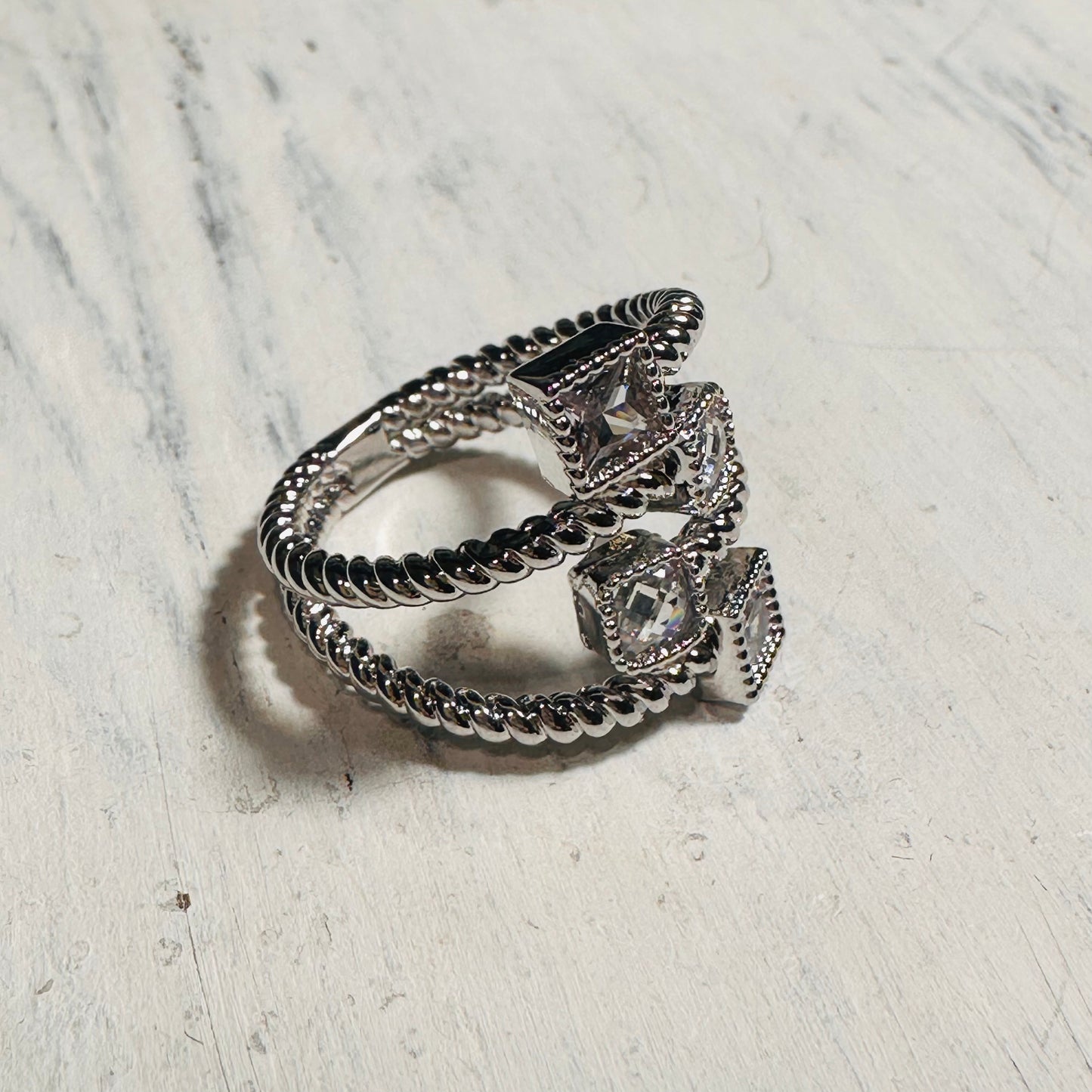 Silver Rope Confetti Ring