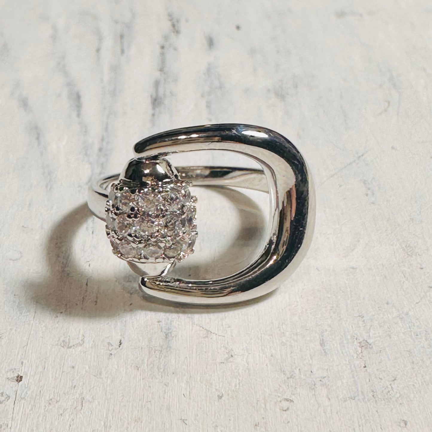 Silver & CZ Buckle Ring