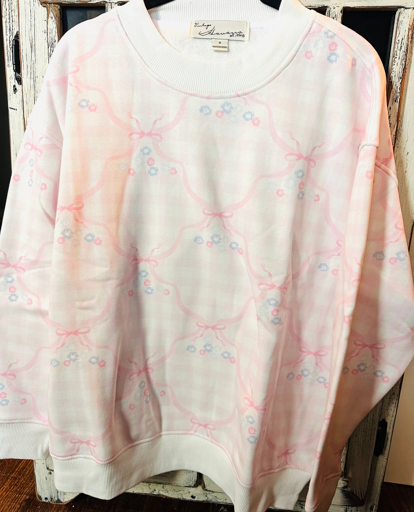 Pink Proweave Gingham Printed Sweatshirt
