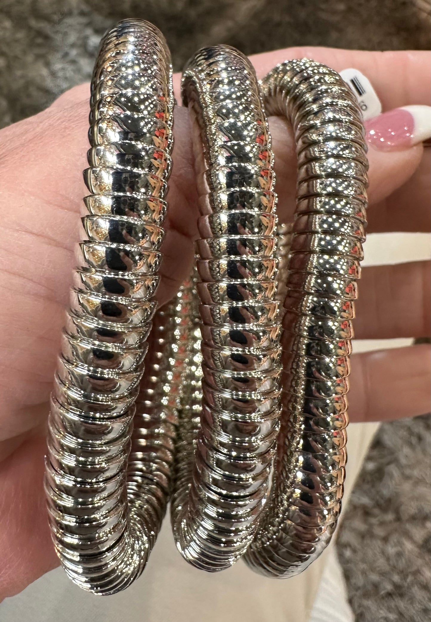 Shiny Silver Stretch Bracelet