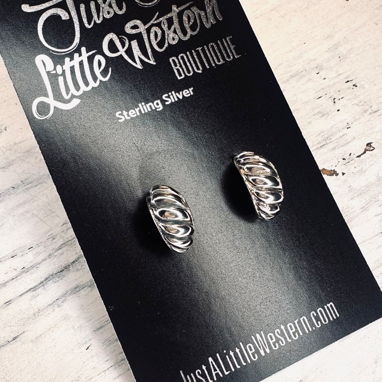 Sterling Small Rope Hoop Post Earrings