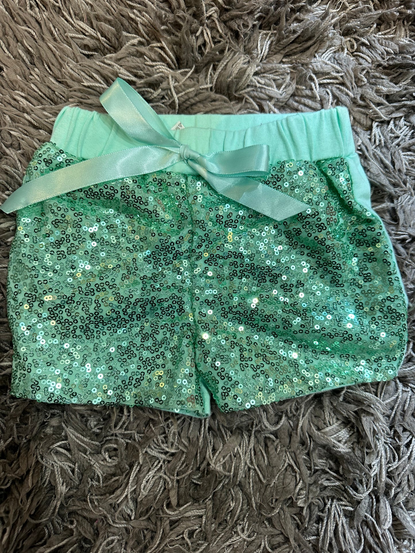 Girls Mint Sequin Shorts