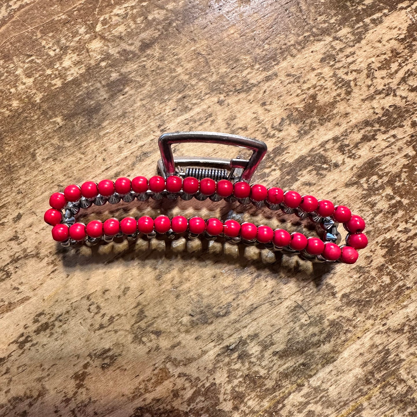 Red Beaded Hair Clip
