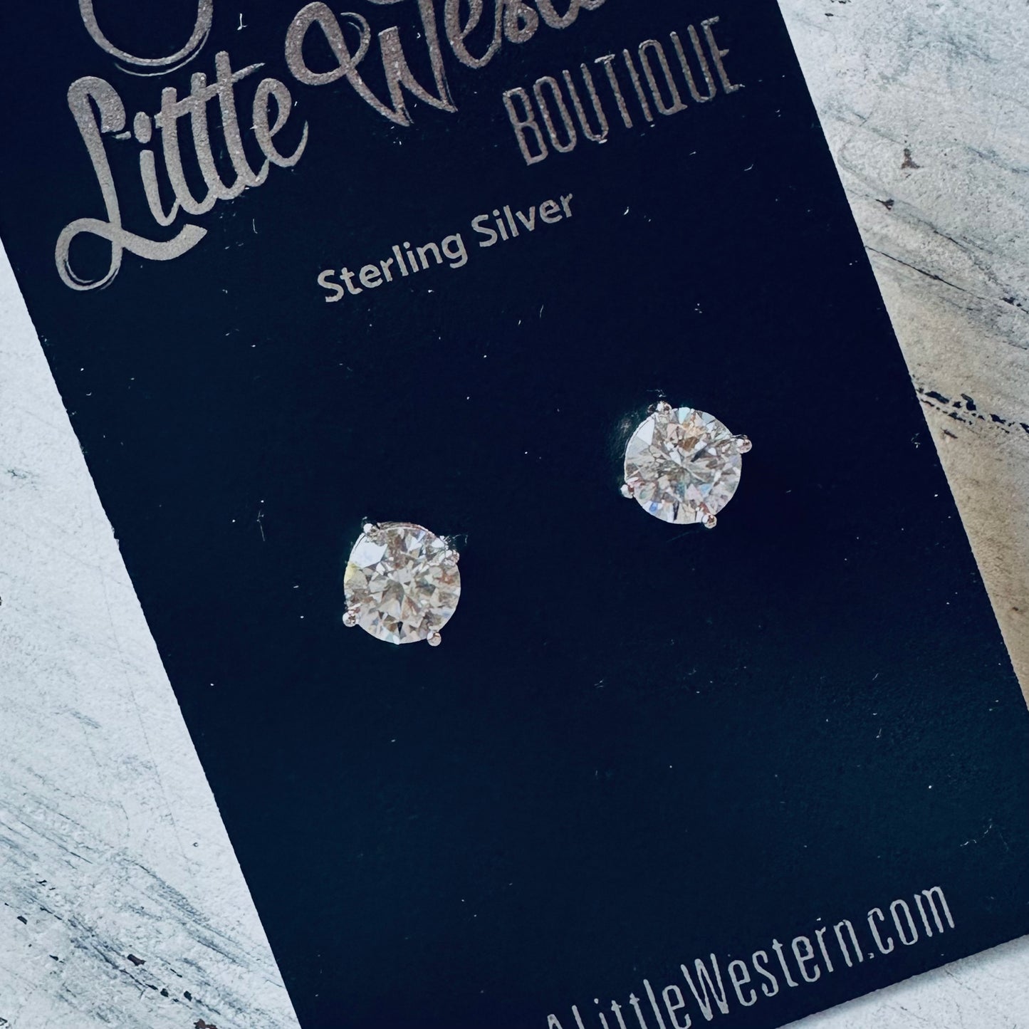 Sterling CZ Stud Earring- Large