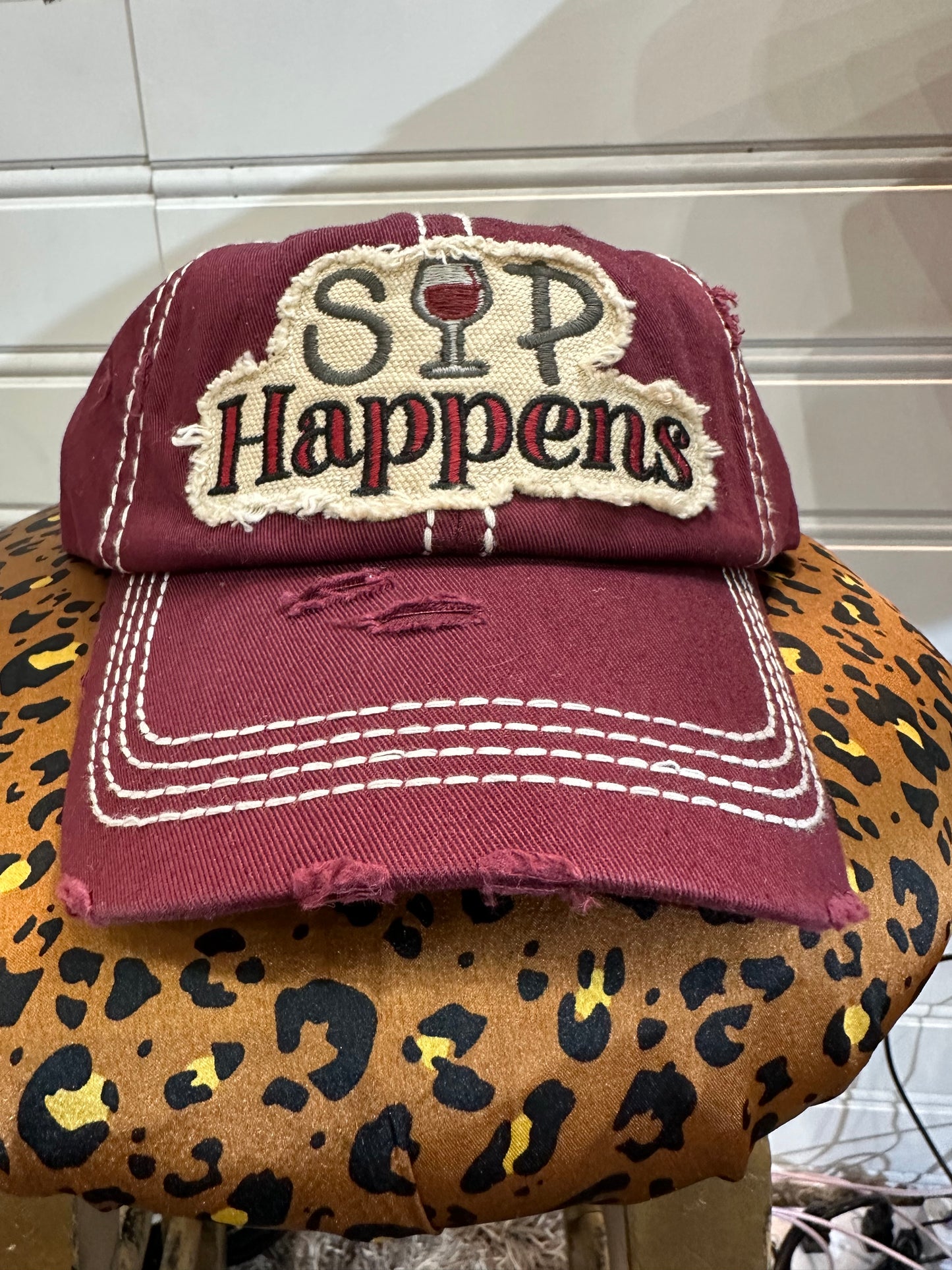 SIP Happens Cap - Burgundy