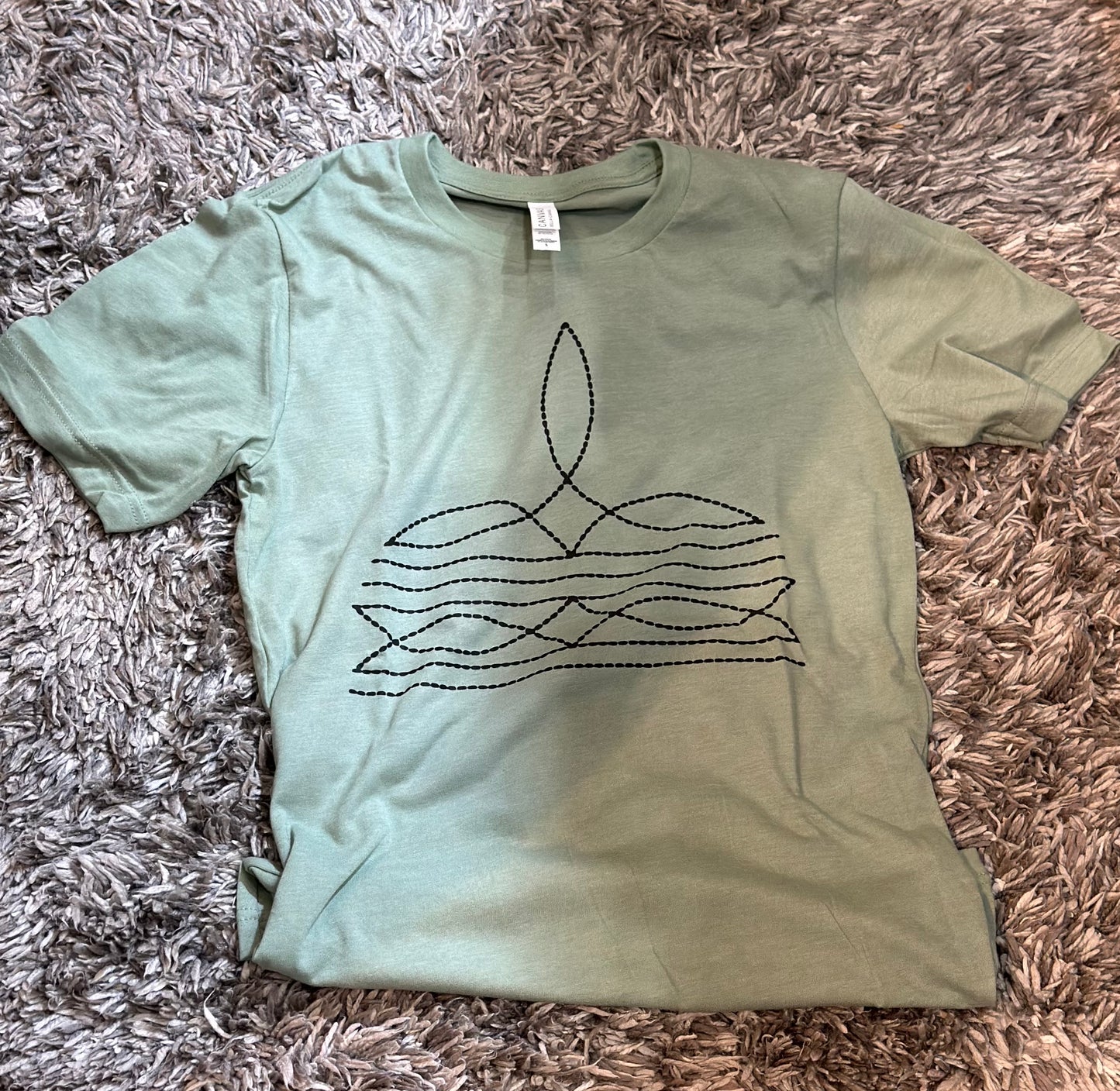 Western Boot Stitch Tee - Sage