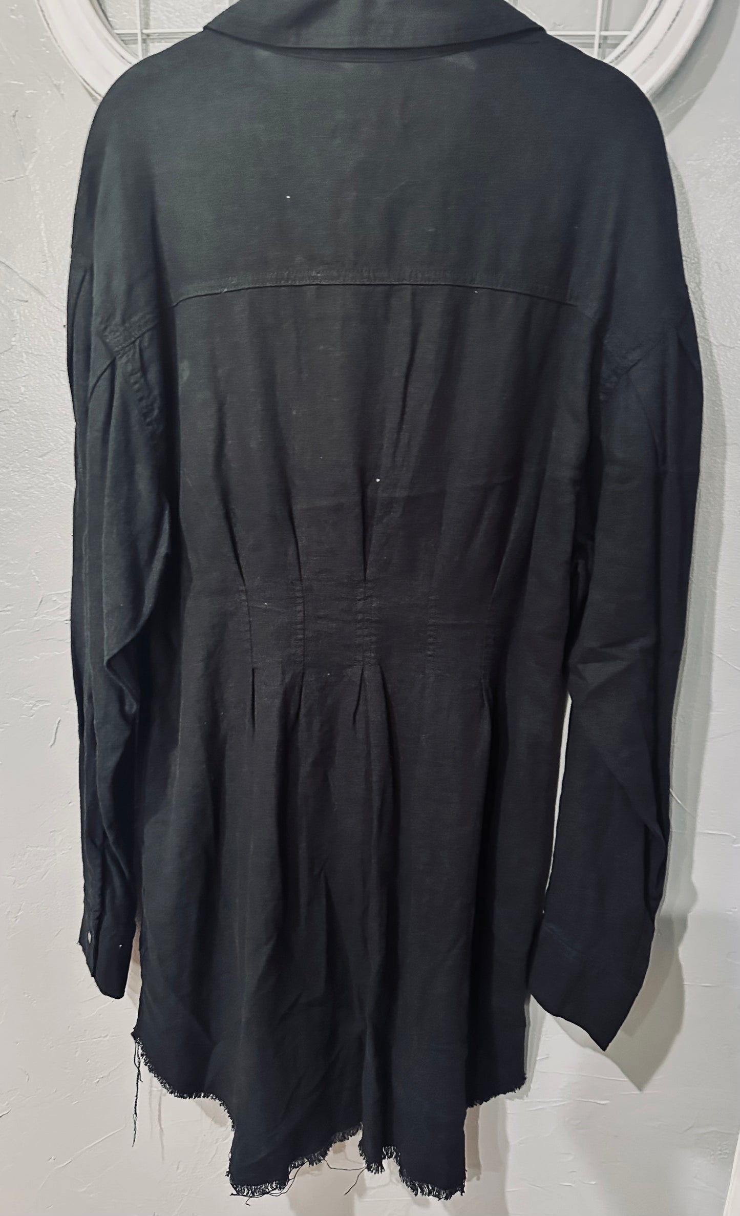 Linen Shirring Sleeve Dress