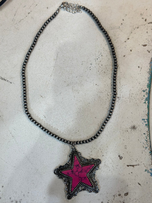 Pink Western Star Necklace