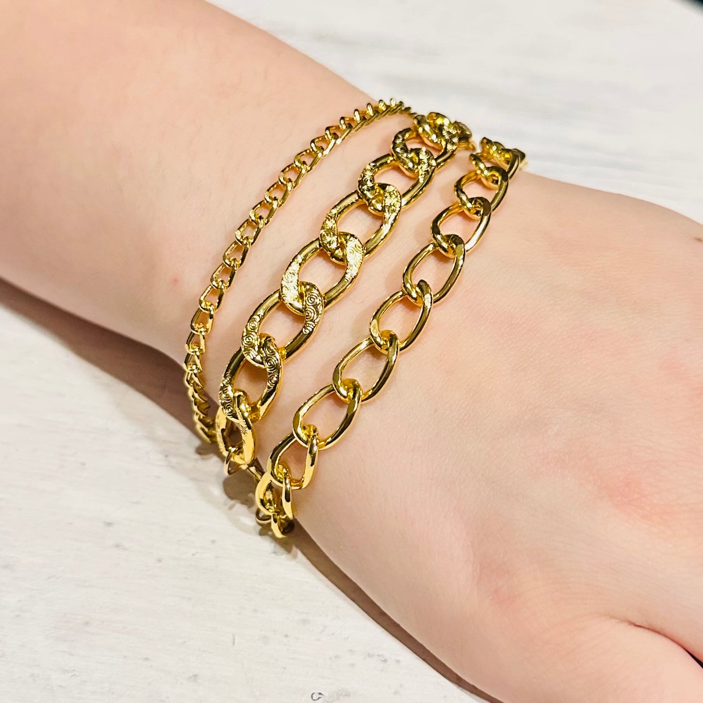Gold Chain Bracelets- Set of 3