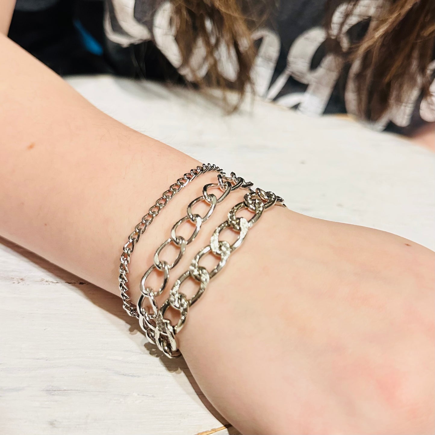 Silver Chain Bracelets- Set of 3