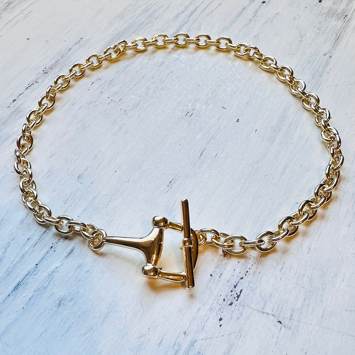 16" Gold Toggle Bit Necklace