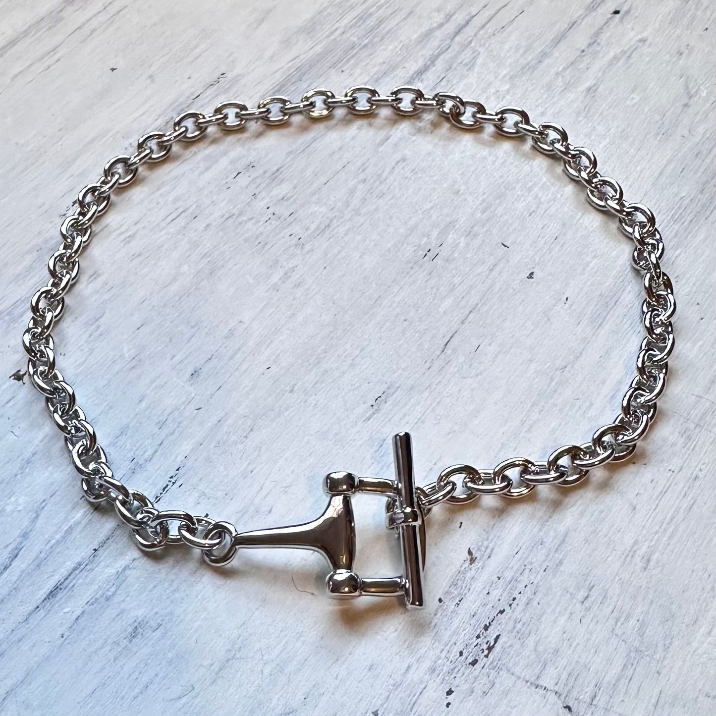 16" Silver Toggle Bit Necklace