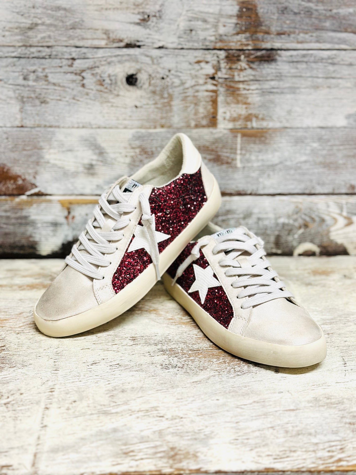 Sofia Sneaker in Beige & Maroon