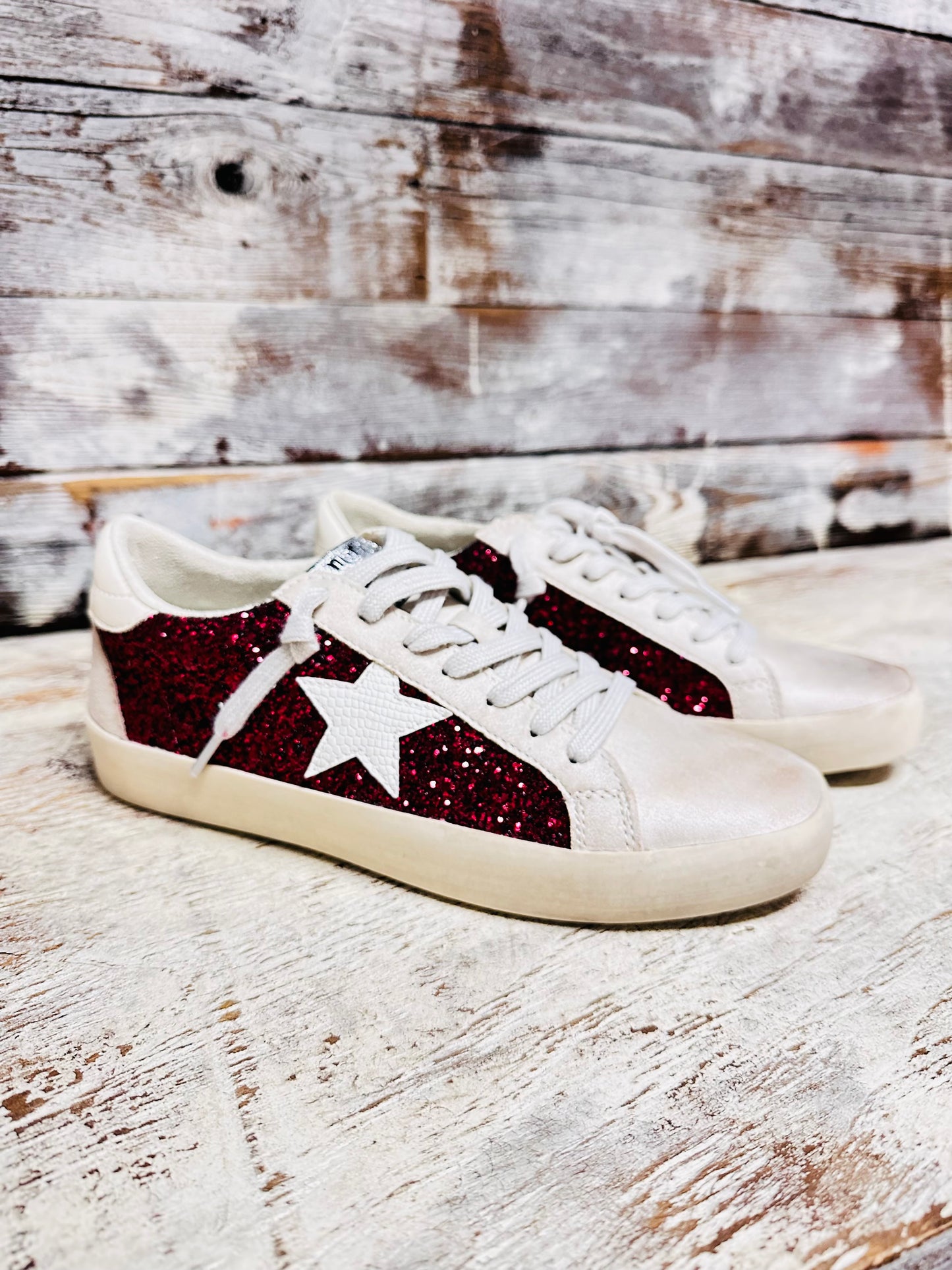 Sofia Sneaker in Beige & Maroon