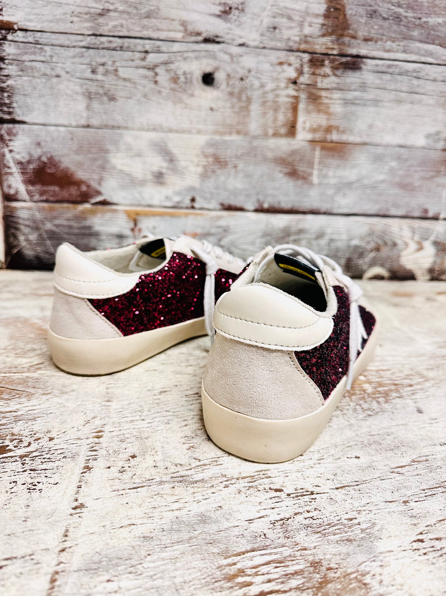 Sofia Sneaker in Beige & Maroon