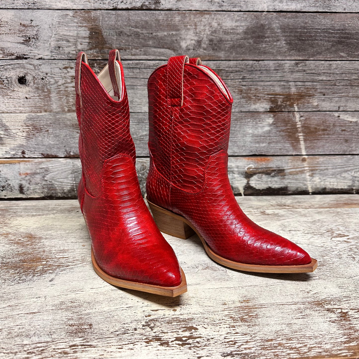 Karlie Red Western Booties