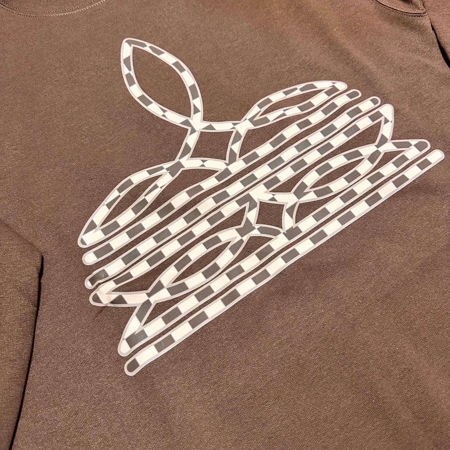 Brown Checkered Boot Stitch Sweatshirt