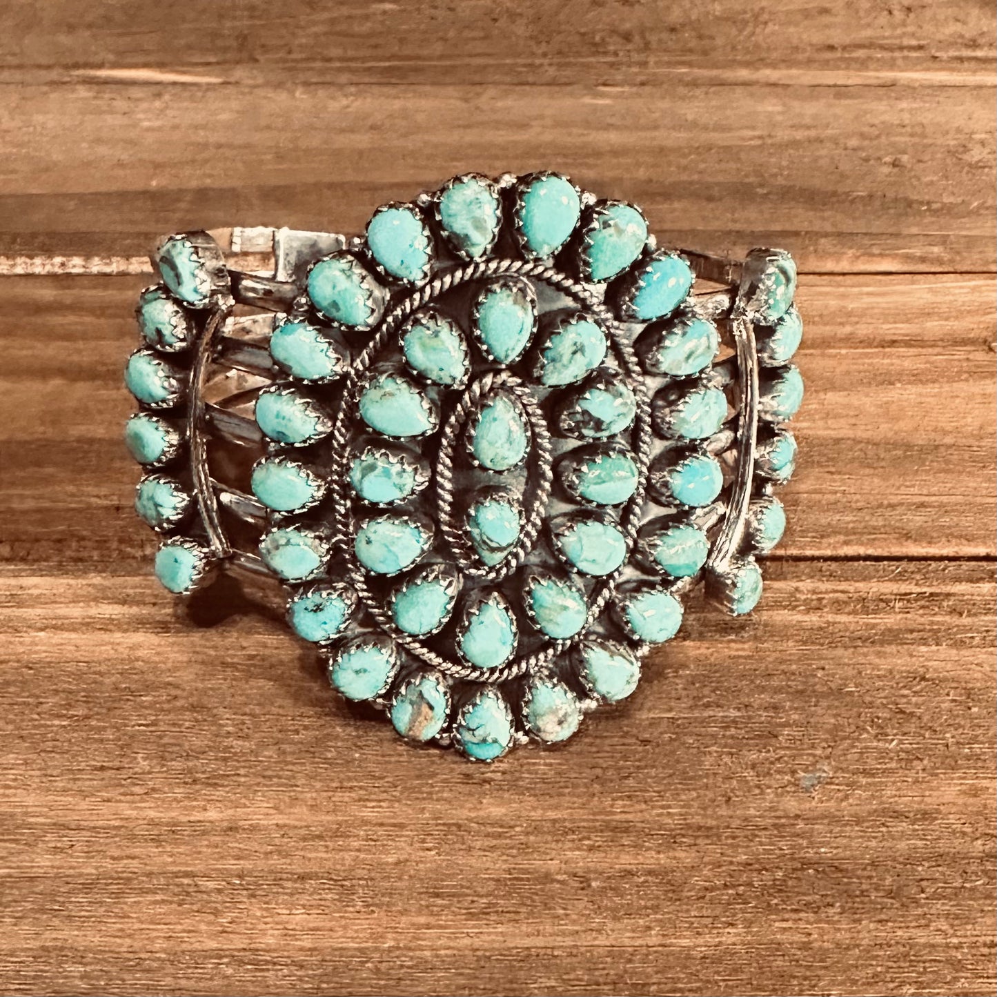 Sterling & Turquoise Concho Style Cuff Bracelet