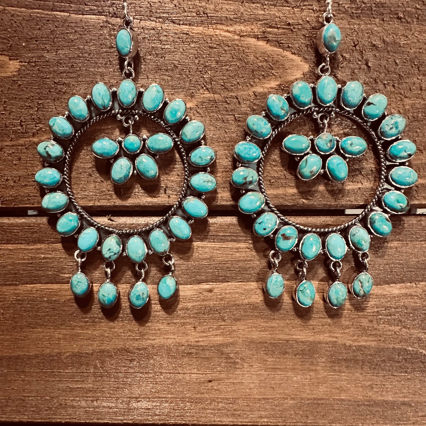 Sterling & Turquoise Round Hoop Earrings