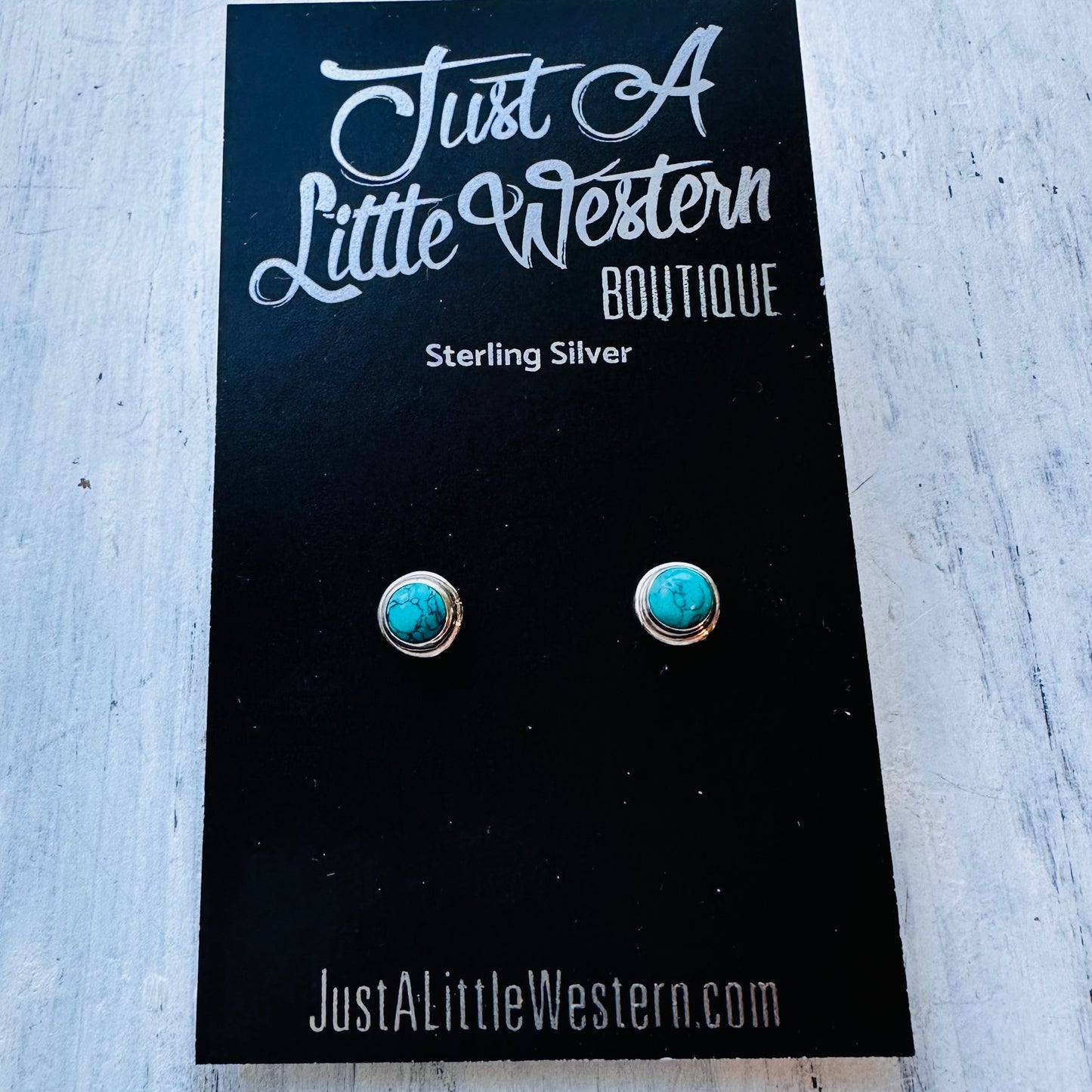 Sterling & Turquoise Outlined Stud Earrings