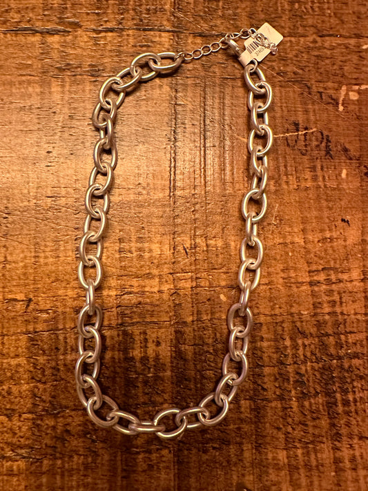Brushed Silver Chain Necklace